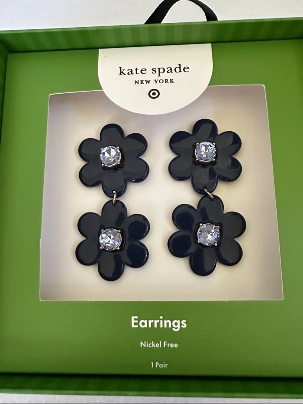 kate spade Bundle-3 pack Crew Socks, Taupe Leather Wristlet, Flower earrings